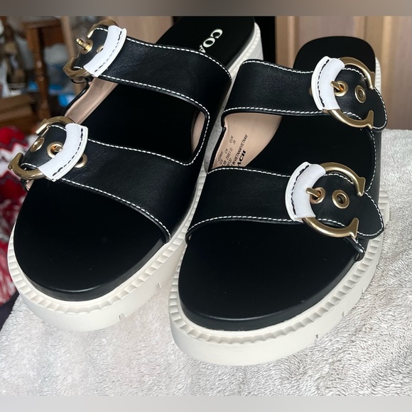 Coach (NWOT) piper leather blue size 8.5 B sandals shoes clothes - Picture 6 of 17